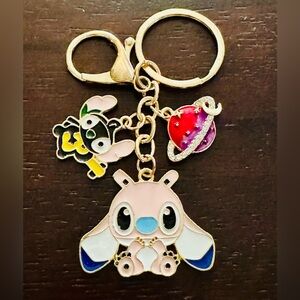 Angel (Stitch’s Girlfriend) Bag Charm Enamel Rhinestones Keychain Gold Tone NWT